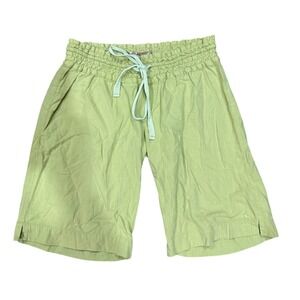 O'Neill Womens Lime Green Cotton Smocked Waist Drawstring Shorts Size Medium